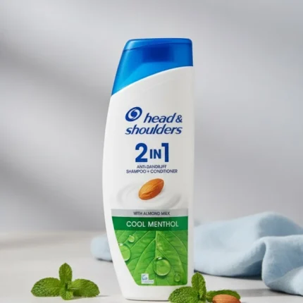 Head & Shoulders 2-in-1 Anti-Dandruff Shampoo + Conditioner with Cool Menthol and Almond Milk.