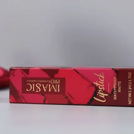 IMAGIC PRO Waterproof Matte Lipstick box with red swirl design
