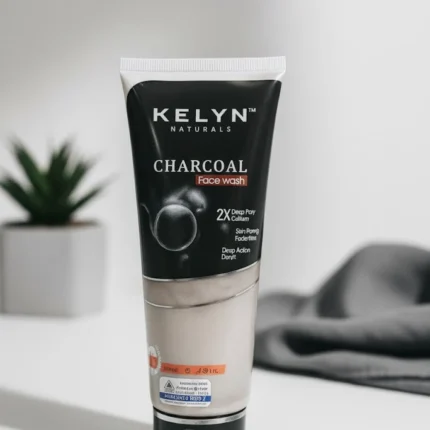 KELYN Naturals Charcoal Face Wash for deep pore cleansing and detox.