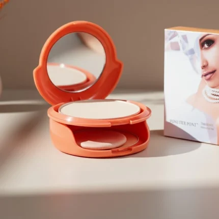 Vibrant orange compact BB Face Powder with mirror and sponge